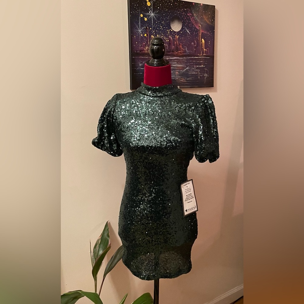 Sparkly Emerald Green backless dress